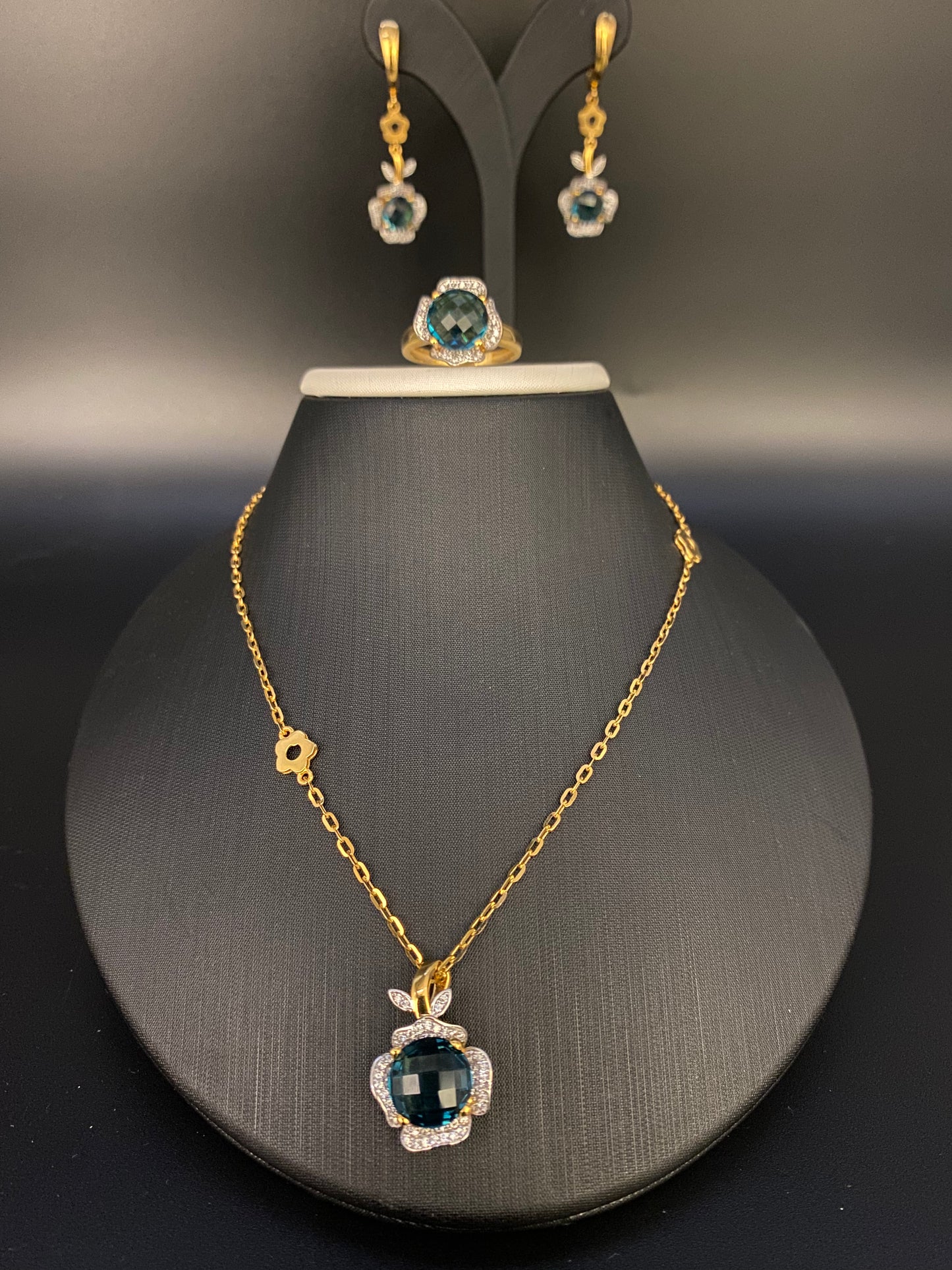 Blue Topaz Rose Half Set