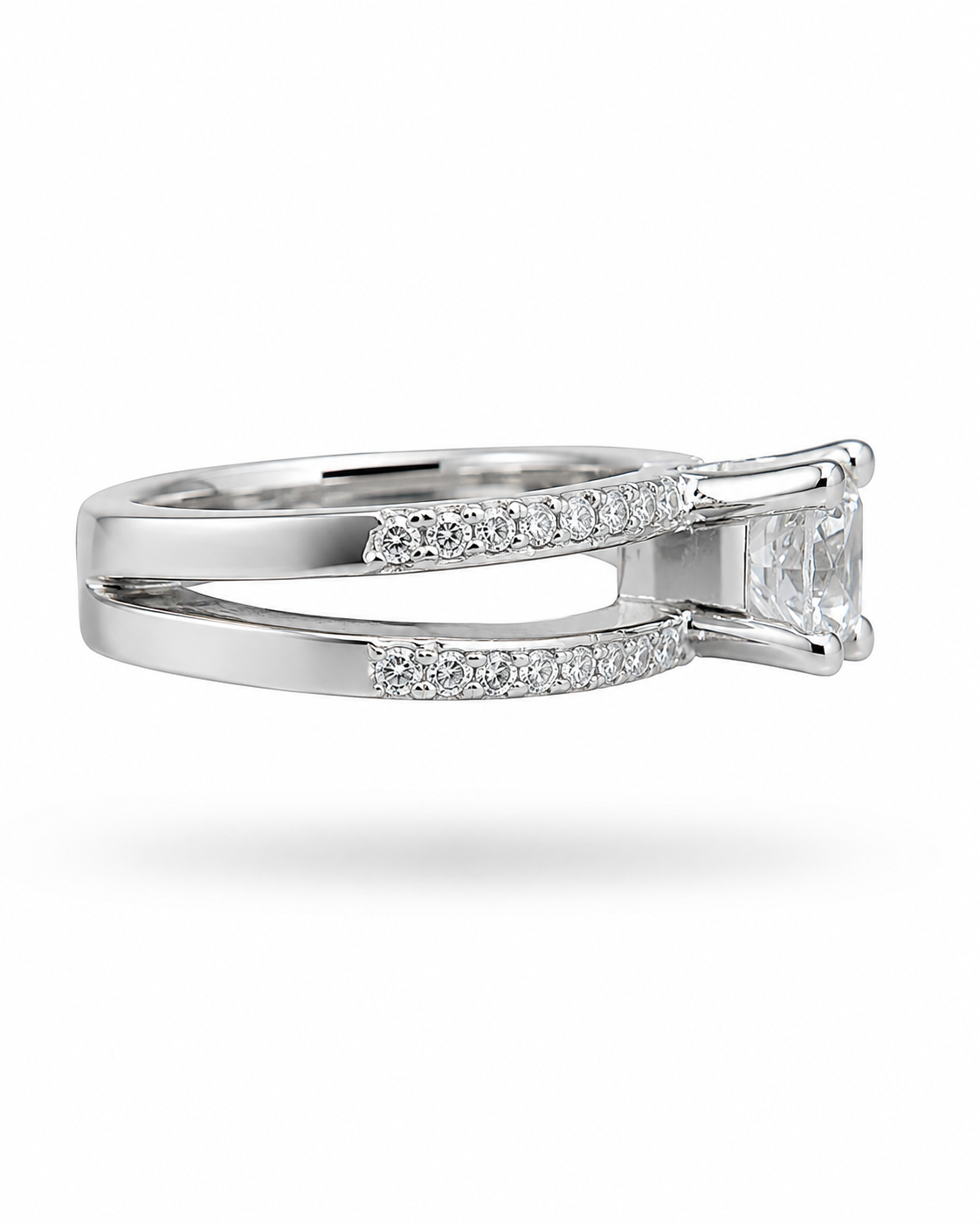 Round Diamond Split Shank Engagement Ring