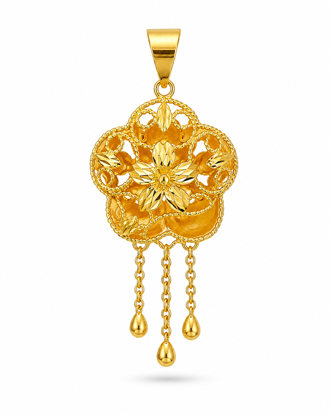 Floral Filigree Drop Necklace