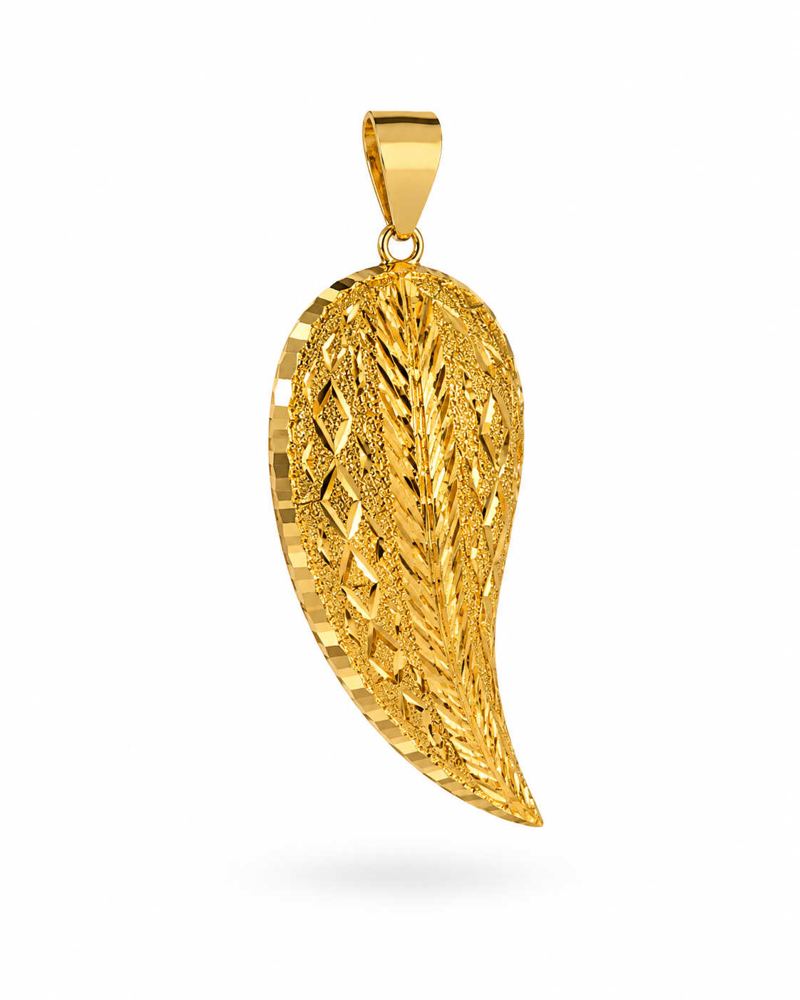 Diamond-Cut Leaf Pendant Necklace