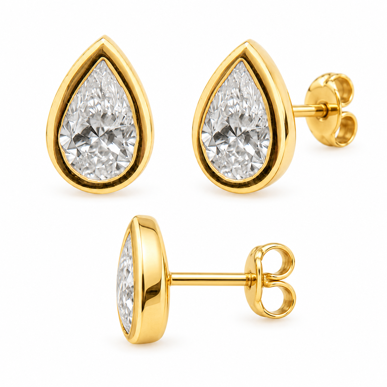 Pear Bezel Diamond Studs