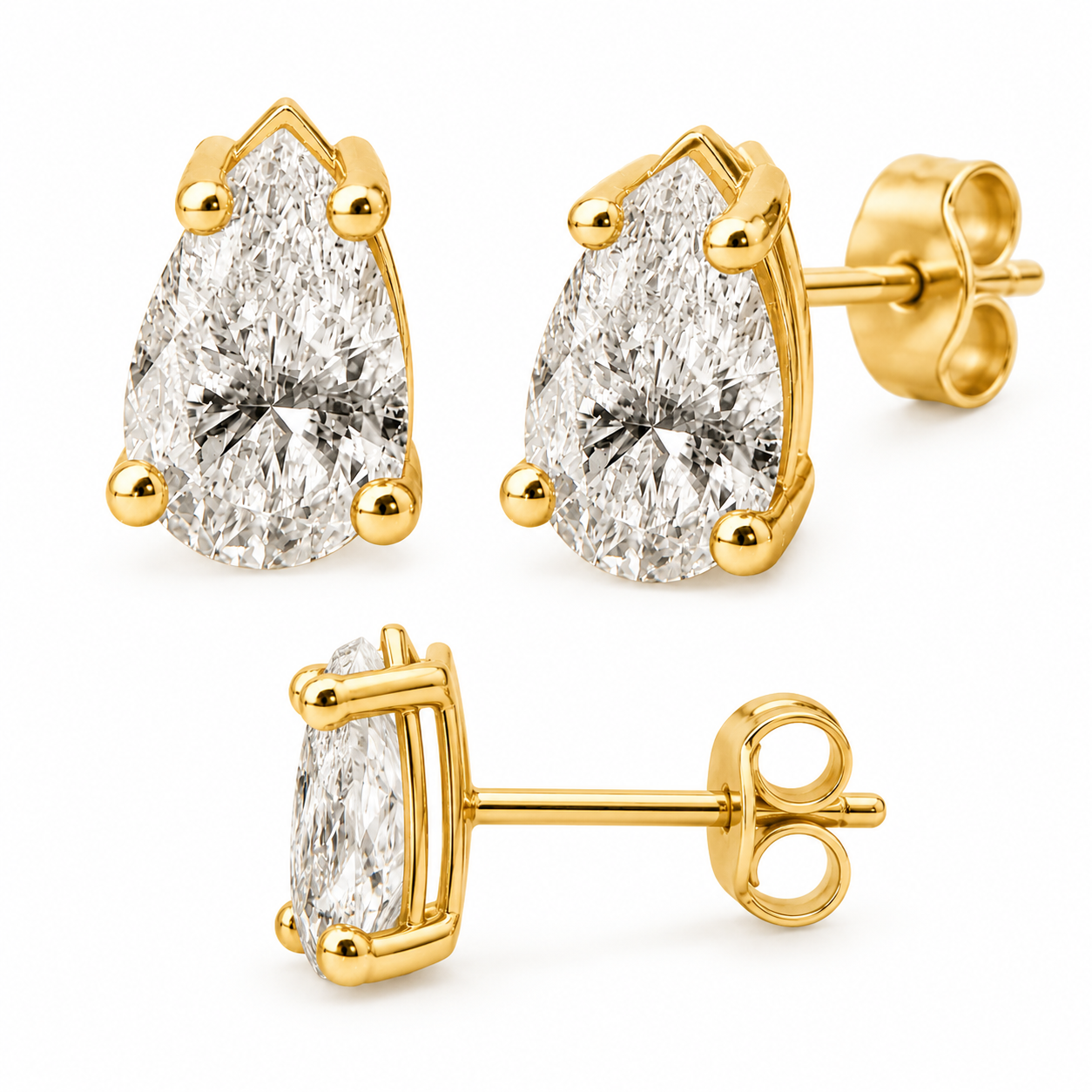 Pear-Cut Diamond Studs