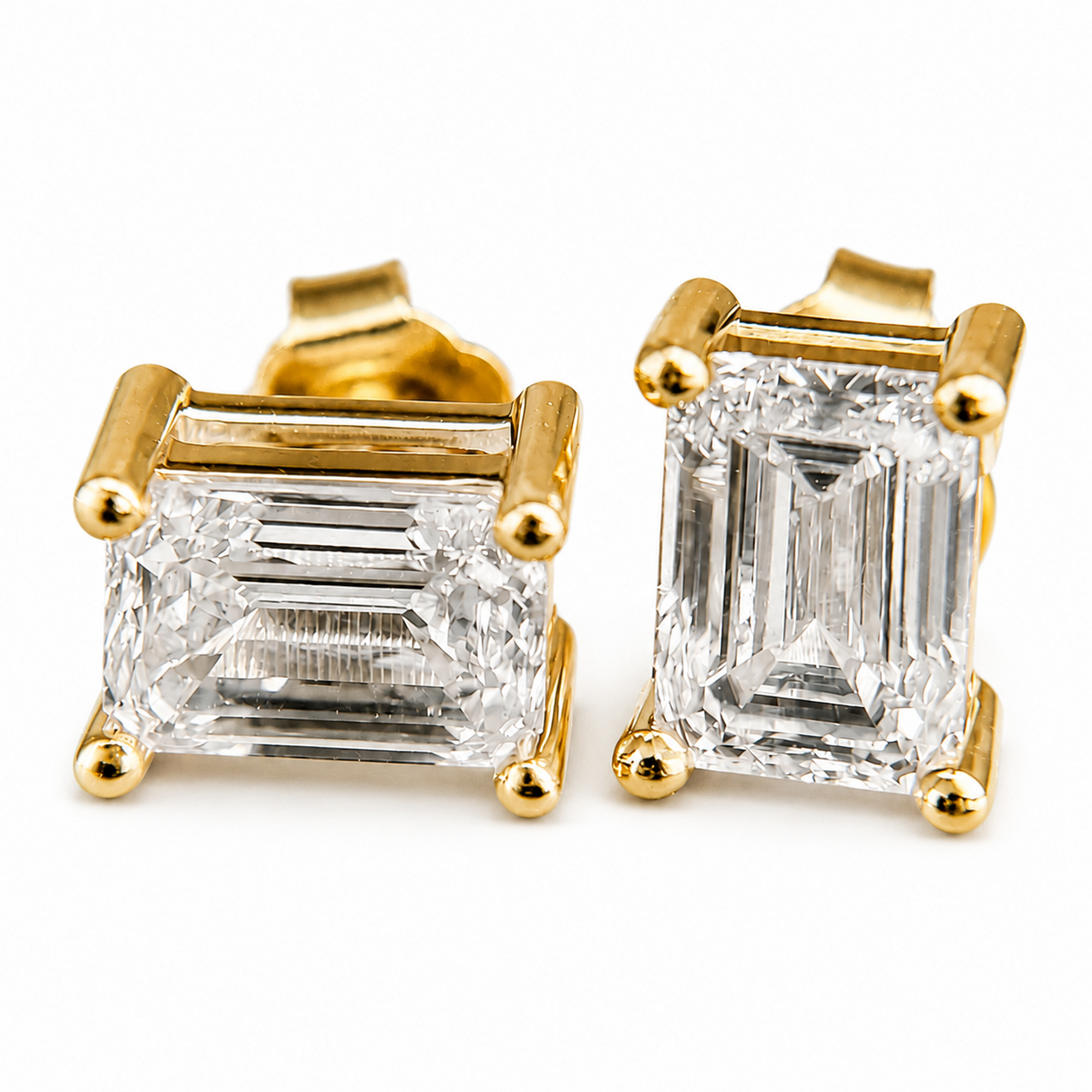 18K Emerald-Cut Diamond Necklace & Earring Set