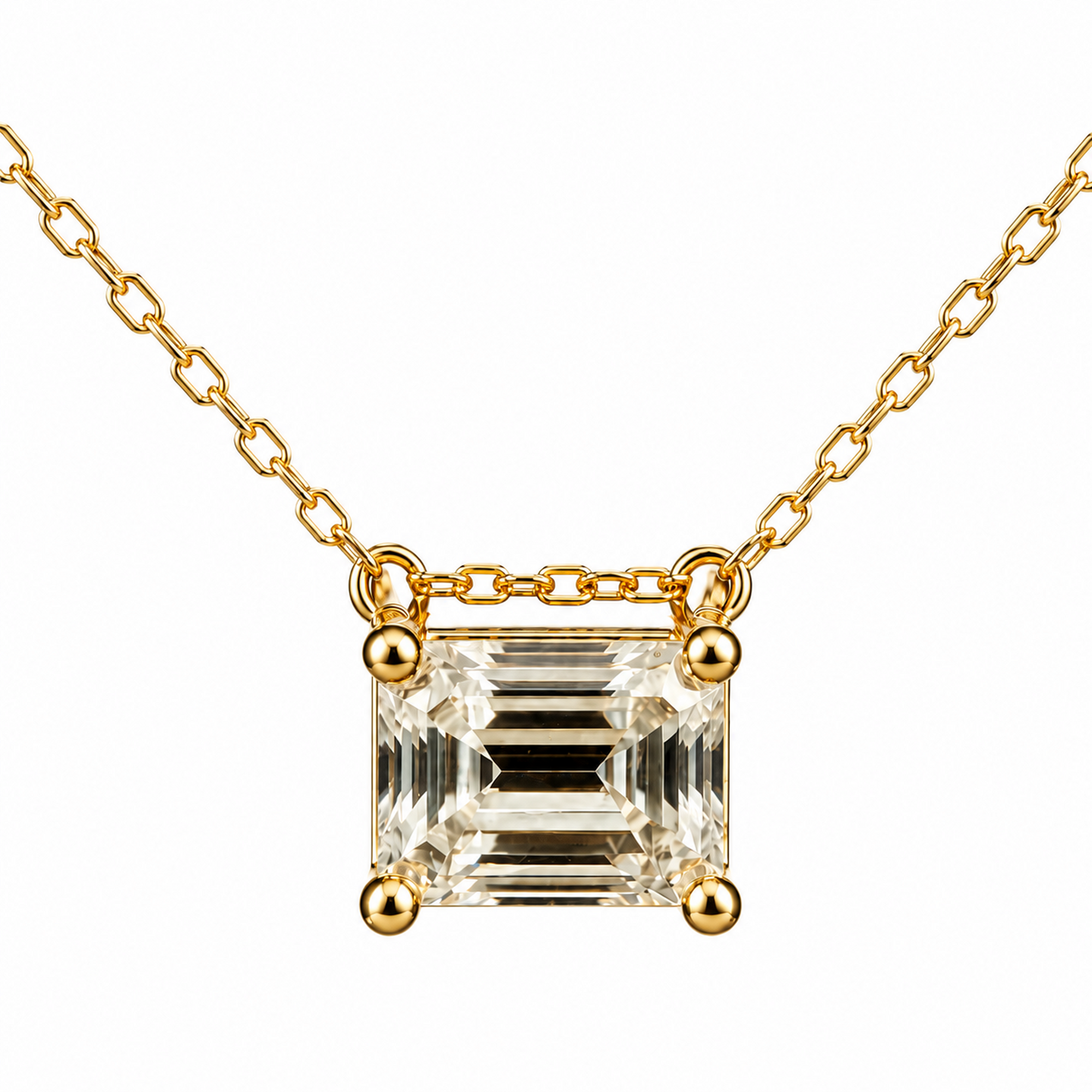 18K Emerald-Cut Diamond Necklace & Earring Set