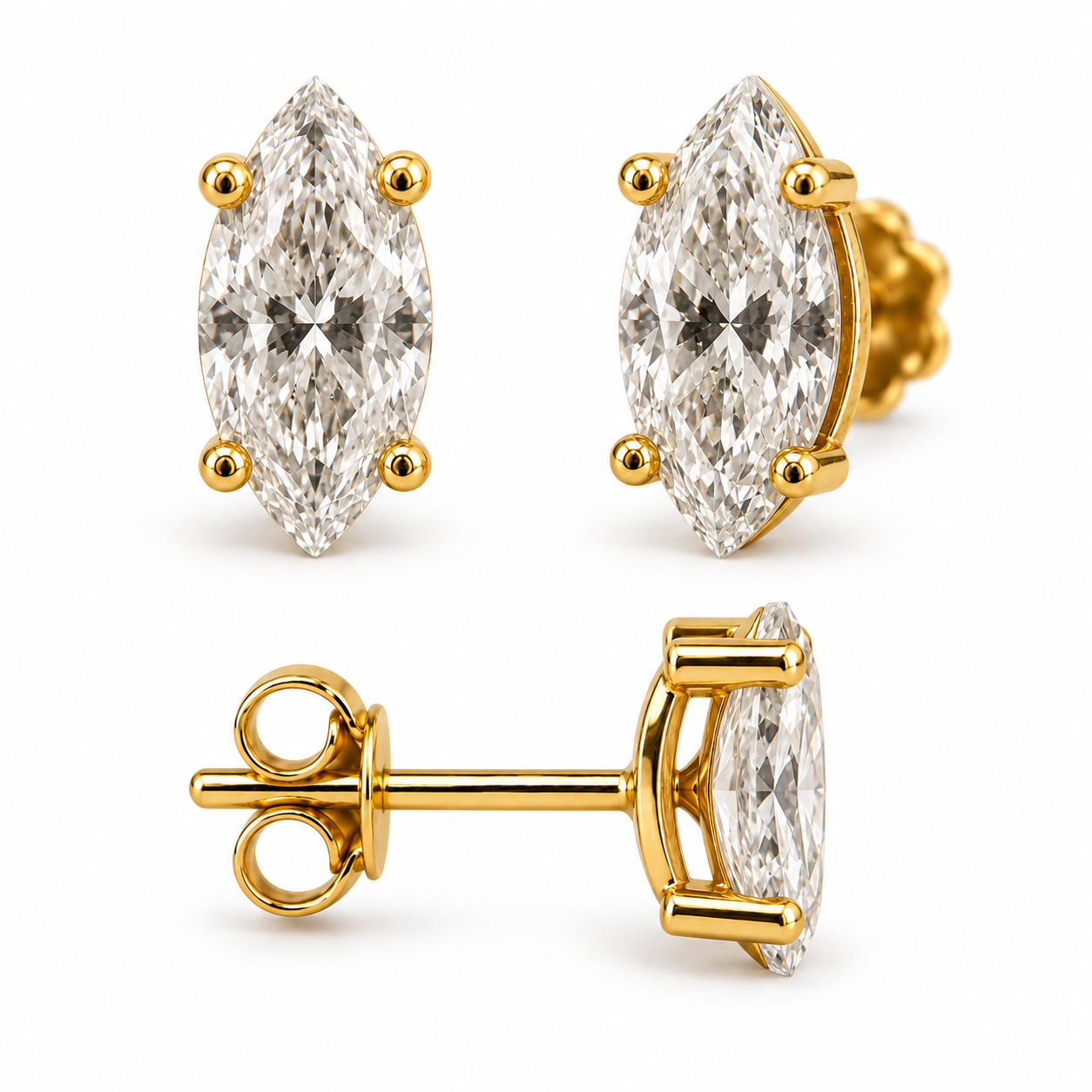 Marquise-Cut Diamond Studs