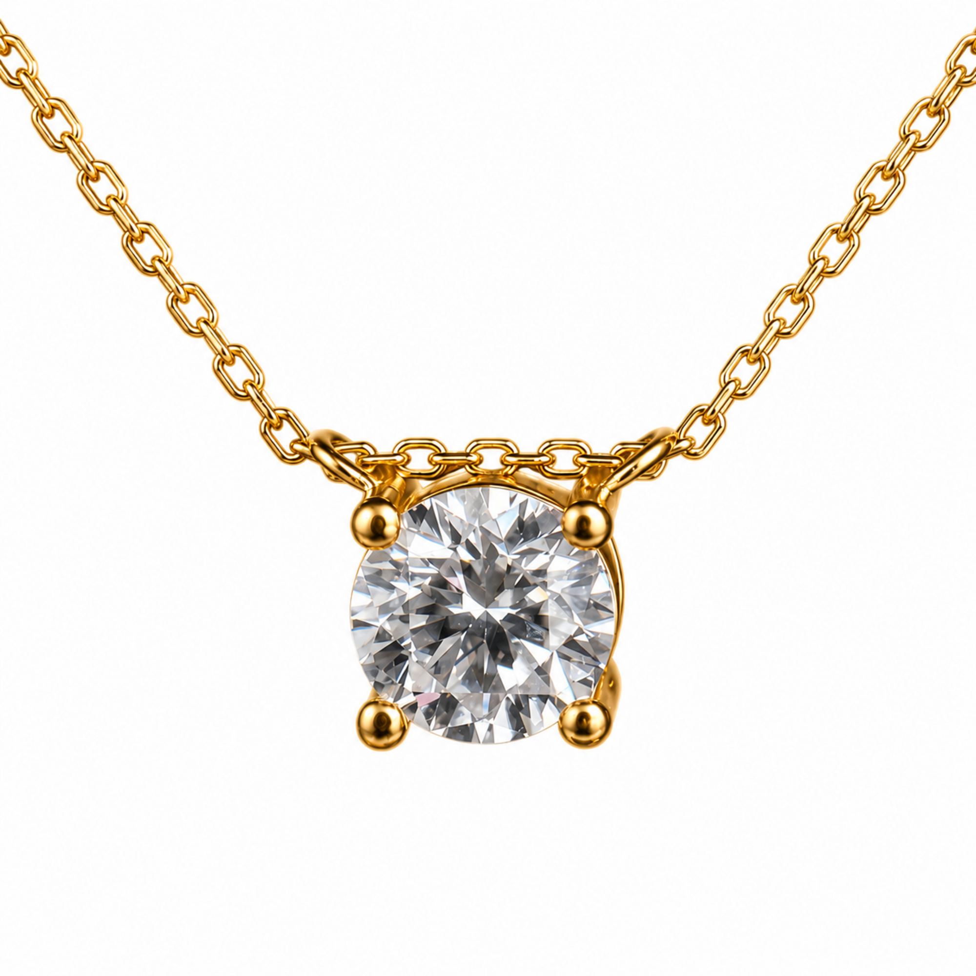 18K Round Brilliant Diamond Necklace & Earring Set
